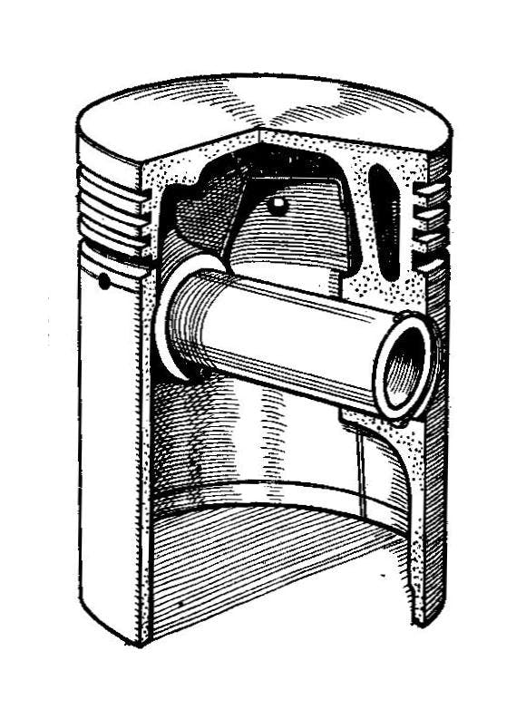 Cross section of the piston